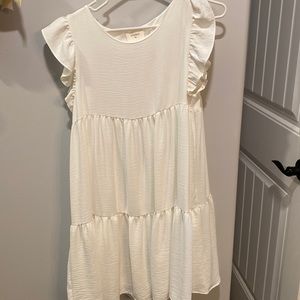 White mid length flowly dress